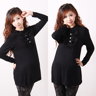 Maternity clothing fashion maternity basic shirt turtleneck maternity long-sleeve top maternity basic shirt