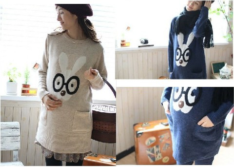 Maternity clothing glasses rabbit wool sweater maternity top