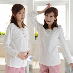 Maternity clothing lace decoration T-shirt basic shirt maternity shirt