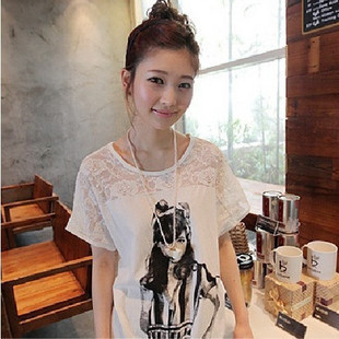 Maternity clothing lace girls short-sleeve T-shirt fashion maternity clothing 100% cotton maternity t-shirt maternity top