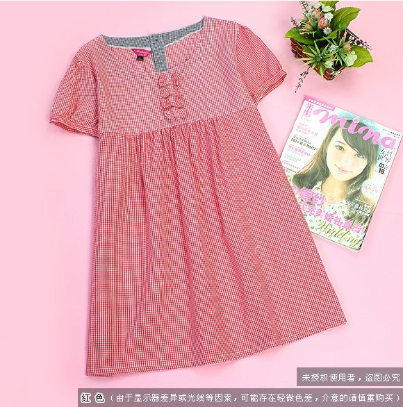 Maternity clothing maternity 100% check cotton short-sleeve top shirt maternity summer freeshipping