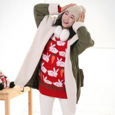 Maternity clothing maternity autumn and winter cotton-padded jacket fashion maternity plus velvet thickening wadded jacket cold