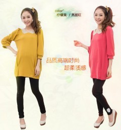 Maternity clothing maternity autumn lace collar puff maternity top sweatshirt maternity t-shirt