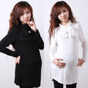 Maternity clothing maternity basic shirt maternity shirt maternity clothing all-match 100% comfortable cotton solid color
