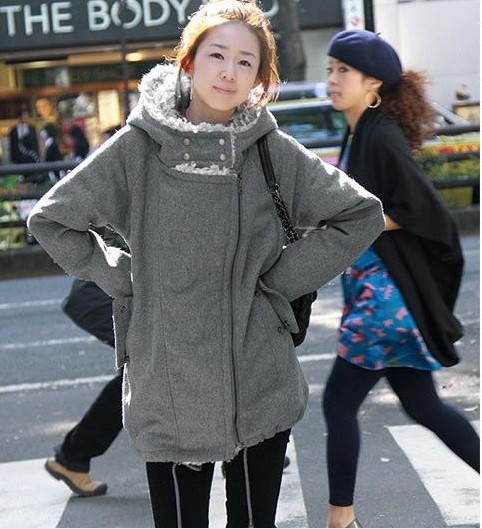 Maternity clothing maternity casual outerwear elegant large lapel with a hood woolen overcoat maternity wadded jacket