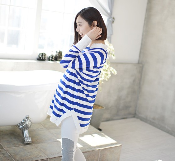 Maternity clothing maternity casual stripe long design t-shirt top maternity long-sleeve top spring