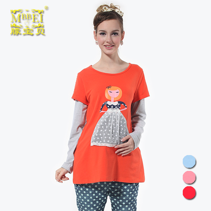 Maternity clothing maternity clothing 2013 spring fashion faux two piece maternity shirt t-shirt 1529