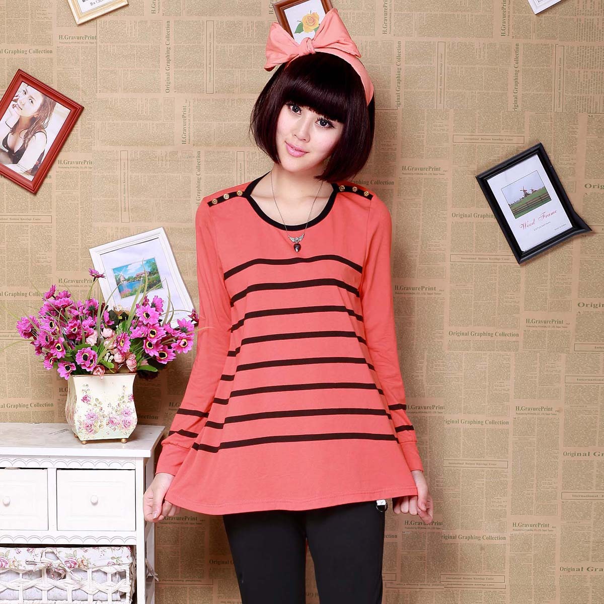 Maternity clothing maternity long-sleeve spring top maternity t-shirt loose