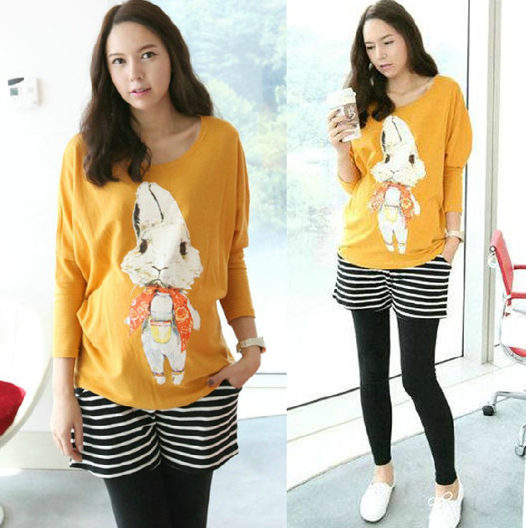Maternity clothing maternity long-sleeve t-shirt spring and summer maternity top rabbit maternity pullover spring maternity