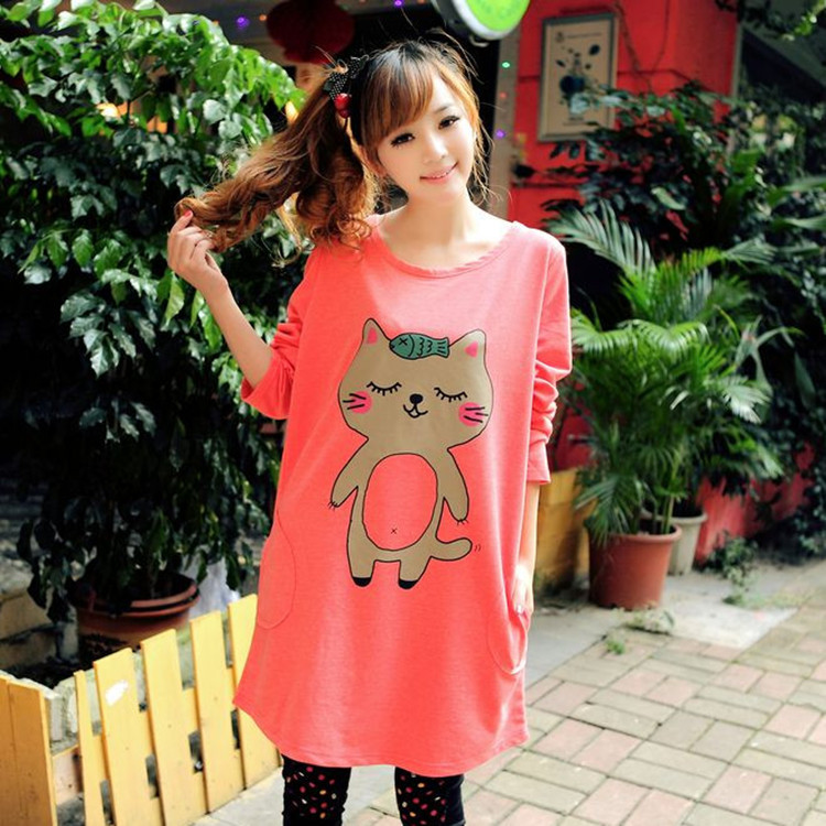 Maternity clothing maternity one-piece dress maternity autumn and winter top maternity long-sleeve dress