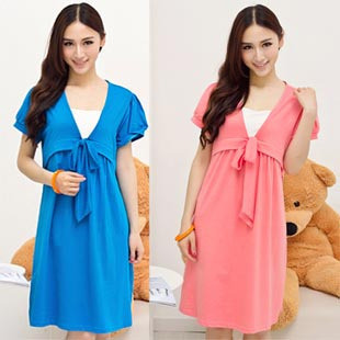 Maternity clothing maternity one-piece dress nursing clothing summer 100% cotton short-sleeve teethe month of clothing nursing