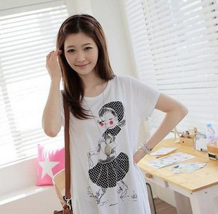 Maternity clothing maternity short-sleeve T-shirt girl fashion 100% cotton maternity t-shirt maternity short-sleeve top