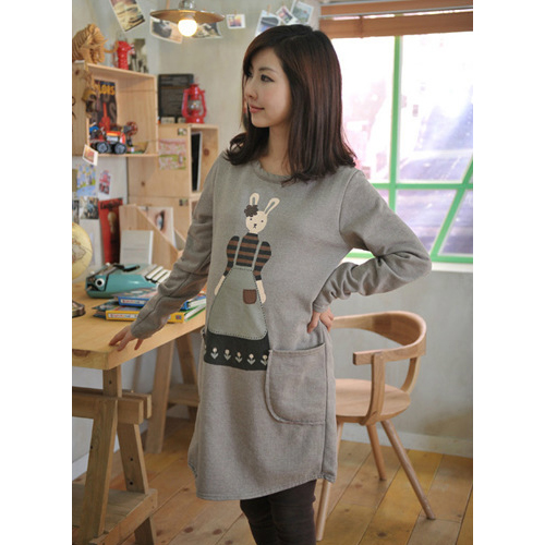 Maternity clothing maternity sweatshirt loose long design t-shirt autumn long-sleeve fleece thickening top maternity dress