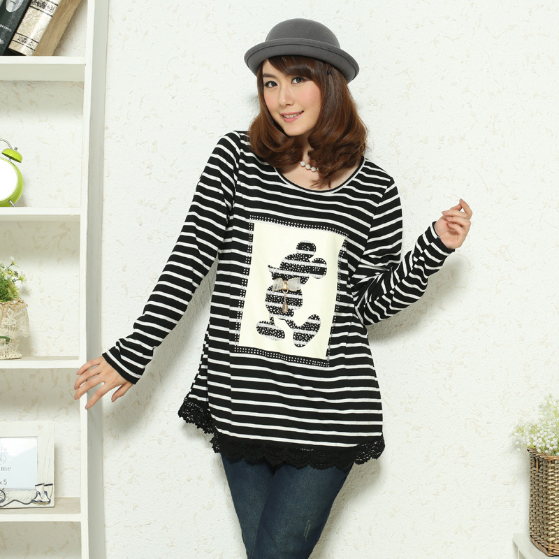 Maternity clothing maternity top autumn 2012 cartoon MICKEY maternity stripe long-sleeve T-shirt