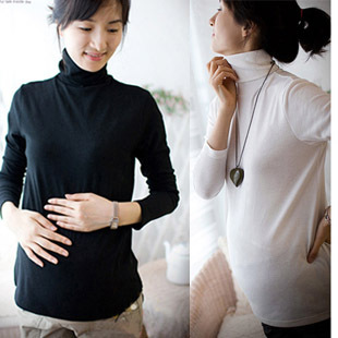 Maternity clothing maternity top autumn 2012 turtleneck low collar maternity basic shirt long-sleeve 100% cotton 818