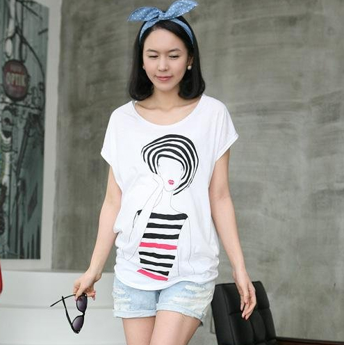 Maternity clothing maternity top beauty summer loose short-sleeve T-shirt long design top