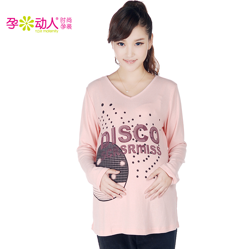Maternity clothing maternity top letter print long-sleeve T-shirt 3211001