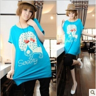 Maternity clothing maternity top print batwing shirt loose plus size summer maternity t-shirt