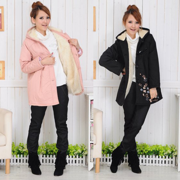 Maternity clothing maternity wadded jacket berber fleece maternity top maternity winter small flower 2011