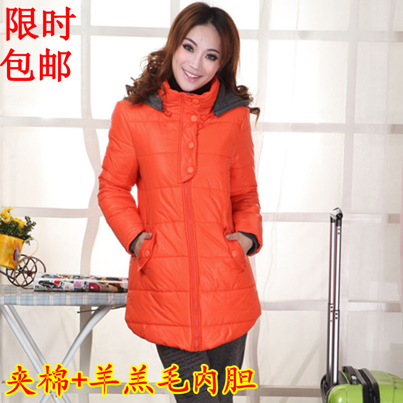 Maternity clothing maternity wadded jacket outerwear medium-long thickening thermal berber fleece cotton-padded jacket