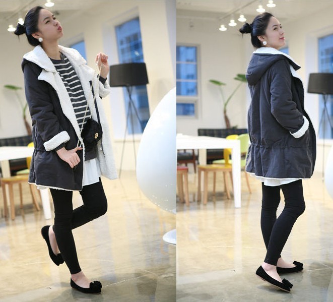 Maternity clothing maternity winter wadded jacket thickening large lapel maternity outerwear maternity thermal hooded overcoat