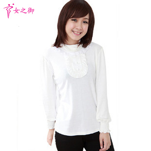 Maternity clothing new arrival ruffle collar maternity basic shirt autumn cotton basic shirt 11100