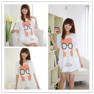 Maternity clothing Penicillium glasses girl 100% cotton maternity t-shirt top summer 6010