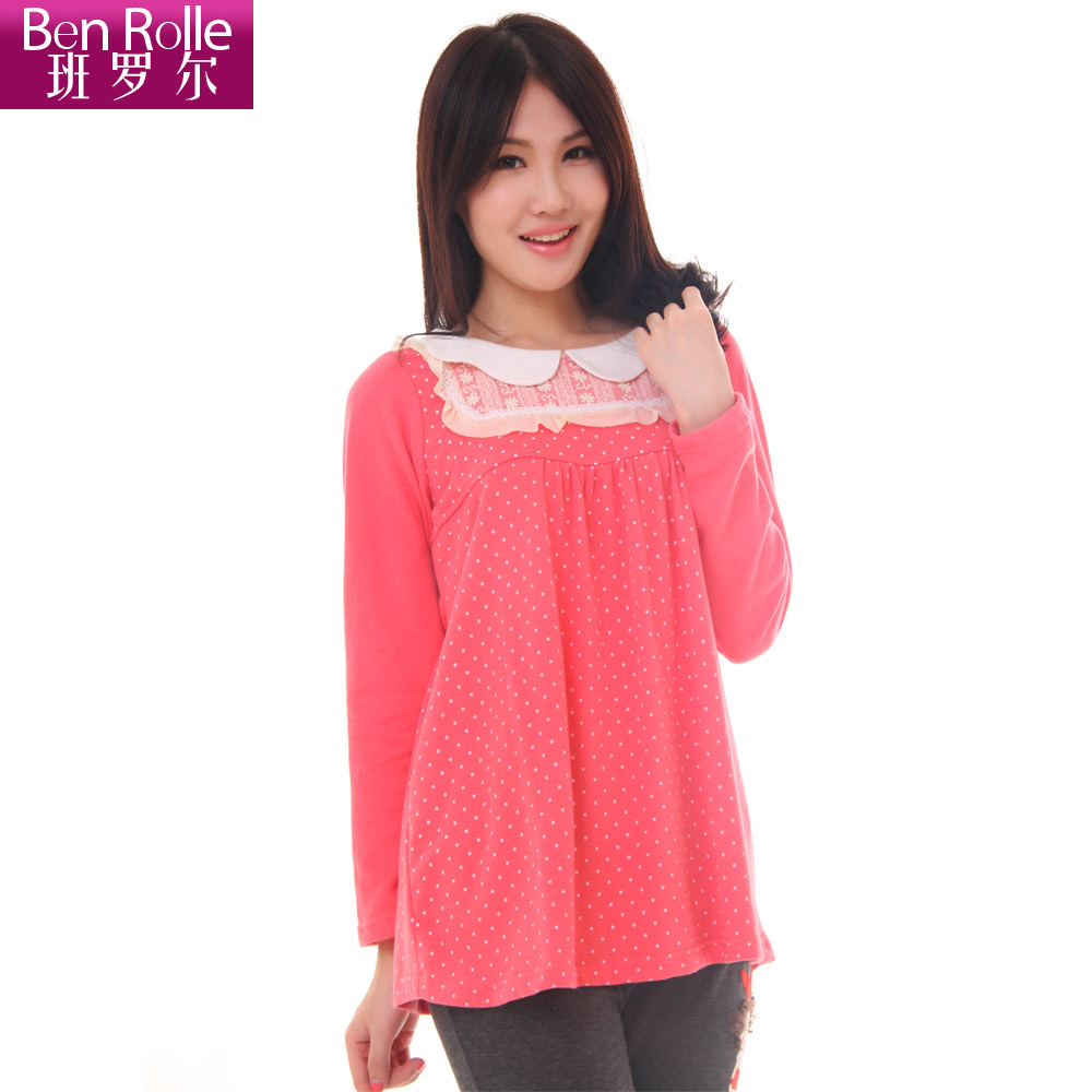 Maternity clothing peter pan collar dot long-sleeve thick t-shirt maternity clothing autumn top