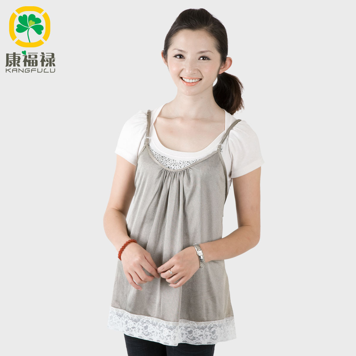 Maternity clothing pure silver fiber spaghetti strap top radiation-resistant