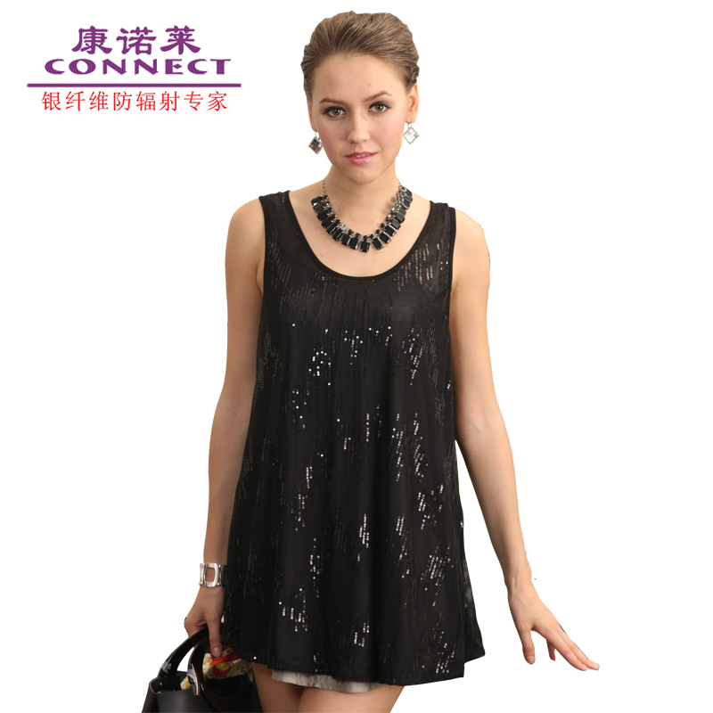 Maternity clothing spaghetti strap vest sparkling diamond black double layer gauze shirt cy11007