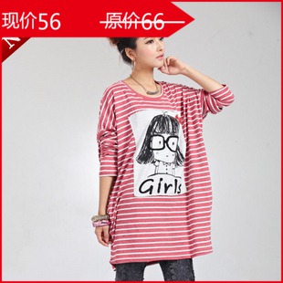 Maternity clothing spring and autumn beautiful cartoon girl maternity t-shirt plus size maternity top sweatshirt