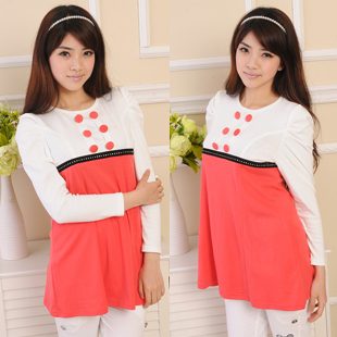 Maternity clothing spring and autumn fashion elegant maternity top basic shirt one-piece dress