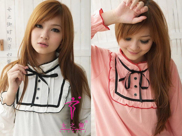 Maternity clothing spring and autumn lace bow top maternity basic shirt long-sleeve autumn