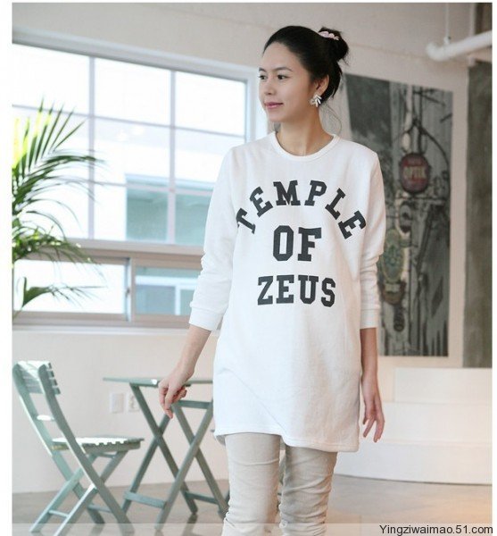 Maternity clothing spring and autumn letter o-neck autumn maternity top sweatshirt basic long-sleeve maternity t-shirt 2419
