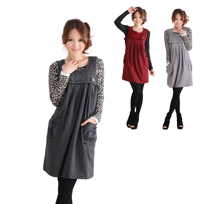 Maternity clothing spring and autumn maternity autumn one-piece dress maternity spring top maternity top