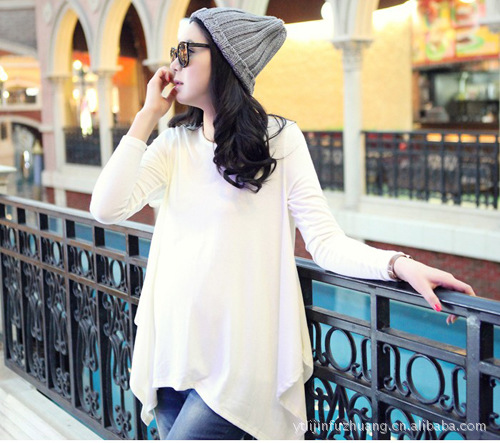 Maternity clothing spring and autumn maternity in 100% modal cotton medium-long loose chromophous basic maternity T-shirt
