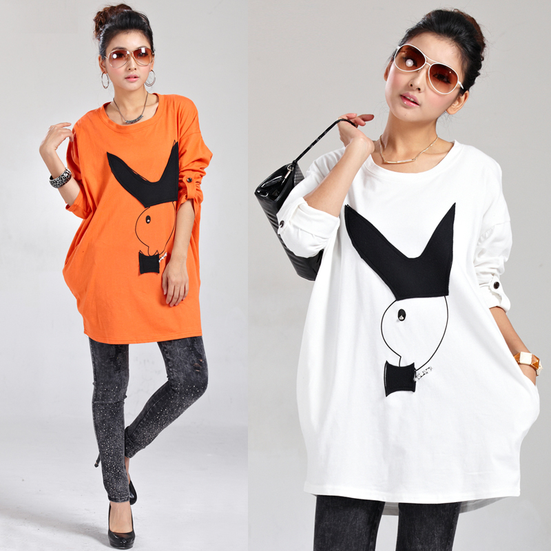 Maternity clothing spring and autumn maternity loose t-shirt maternity long design plus size sweatshirt maternity long-sleeve