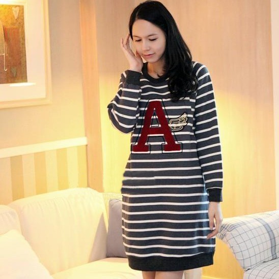 Maternity clothing spring and autumn o-neck long-sleeve stripe t-shirt long design to teethe nursing top 851