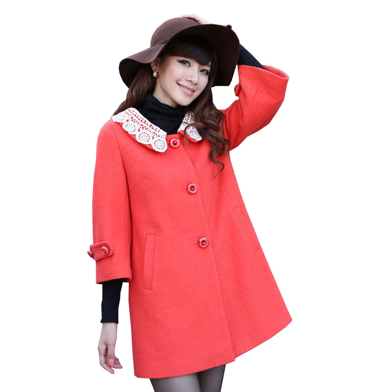 Maternity clothing spring and autumn outerwear fashion plus size woolen outerwear woolen overcoat cute