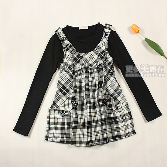 Maternity clothing spring and autumn spring maternity top maternity long-sleeve T-shirt plaid faux two piece 3871