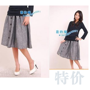 maternity clothing spring and autumn strap buckle maternity bust skirt maternity dress 31158