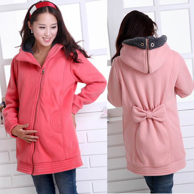 Maternity clothing spring and autumn top fashion zipper-up thickening thermal winter maternity outerwear