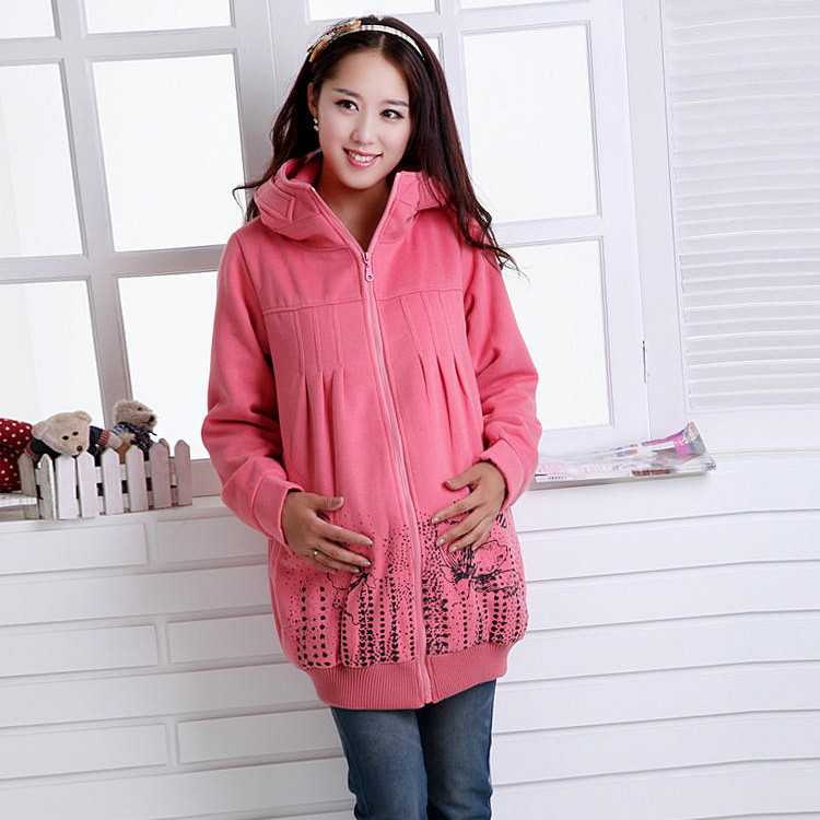 Maternity clothing spring and autumn zipper cardigan maternity outerwear thickening thermal maternity winter sweatshirt -180