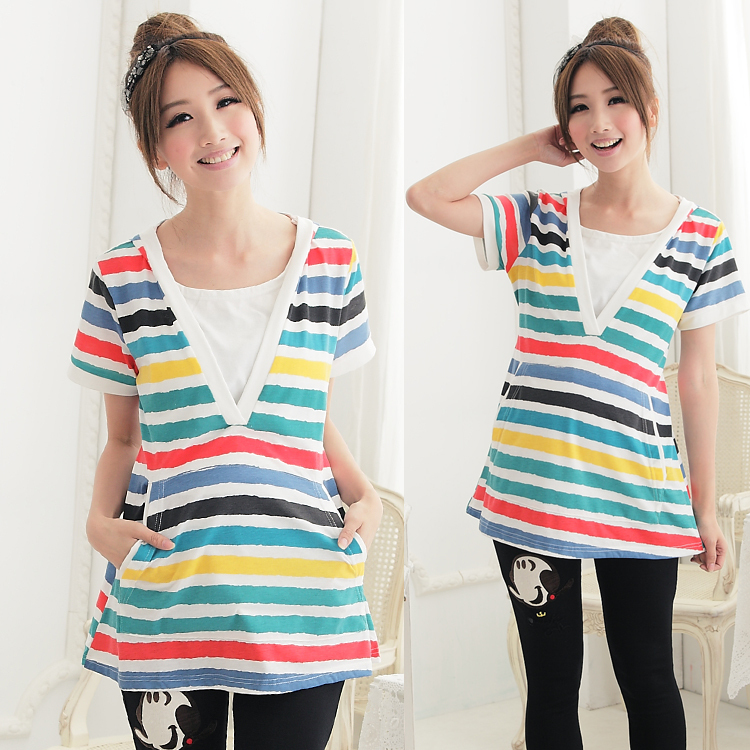 Maternity clothing spring and summer maternity t-shirt maternity top 12023