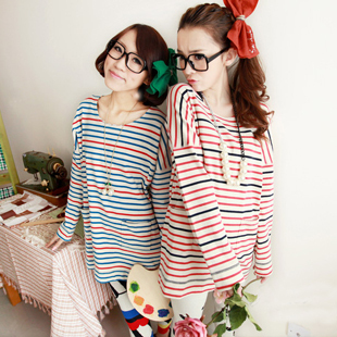 Maternity clothing spring dream multicolour stripe maternity t-shirt dress maternity top m16