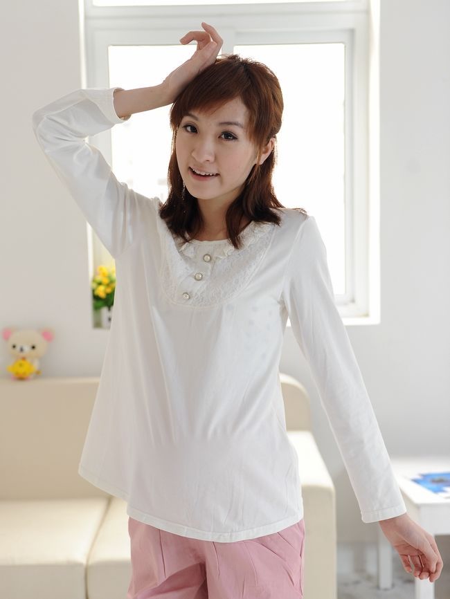 Maternity clothing spring fashion maternity top basic shirt spring and autumn laciness basic shirt plus size