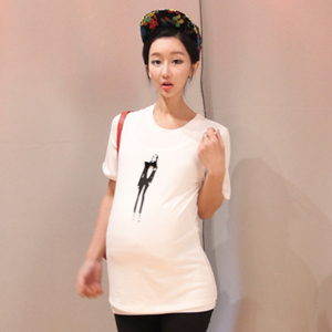 Maternity clothing spring fashion portrait pattern T-shirt short-sleeve top Maternity tops