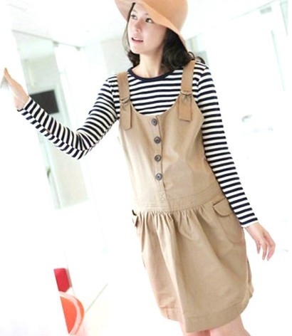 Maternity clothing spring long-sleeve T-shirt braces skirt twinset fashion maternity tank dress spaghetti strap