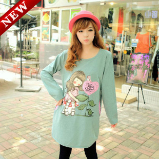 Maternity clothing spring maternity clothing plus size mm long design applique long-sleeve maternity t-shirt maternity top