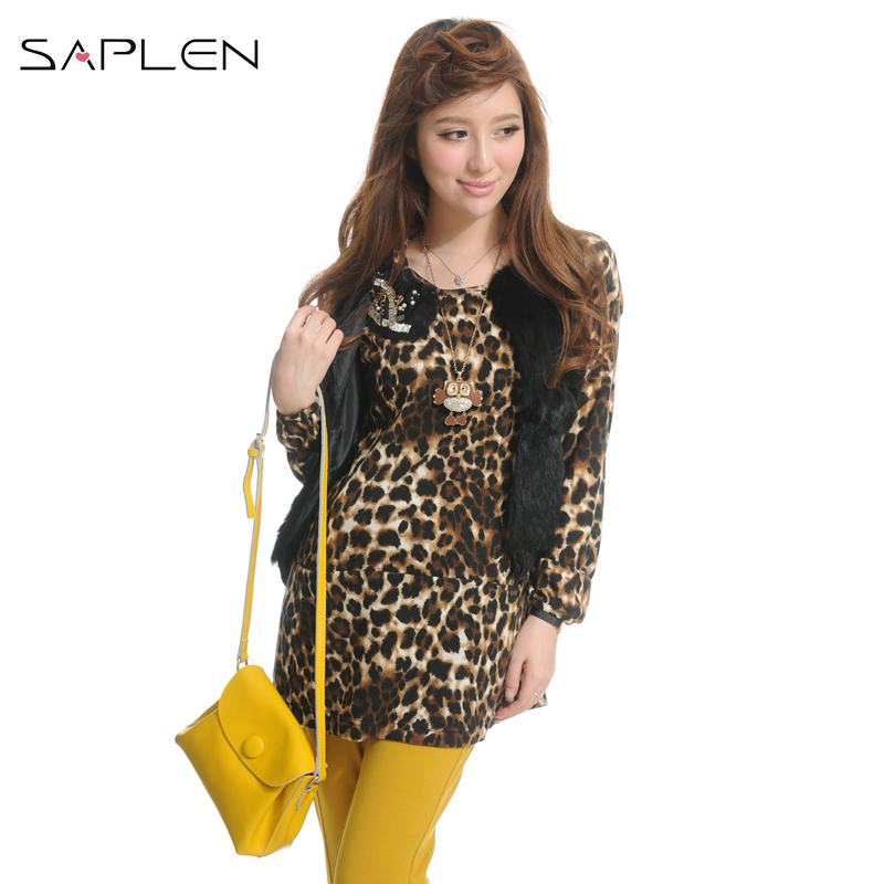 Maternity clothing spring maternity long-sleeve leopard print o-neck unlined t-shirt top 131353